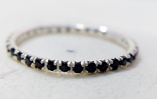 Black Onyx Gemstone Silver Handmade Eternity Engagement Women Gift Ring Us5~15