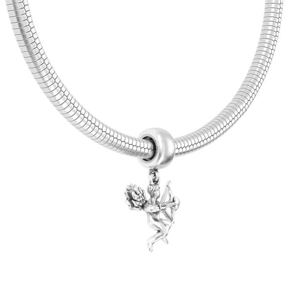 925 Silver Cupid Pendant For Gift Women Angel Charm Religious Necklace Gift