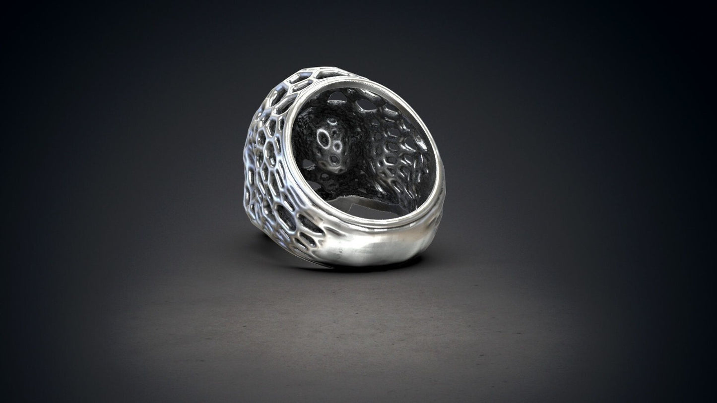 Gothic Voronoi Skull Biker Ring 925 Silver Men Engagement Statement Gift US5~15