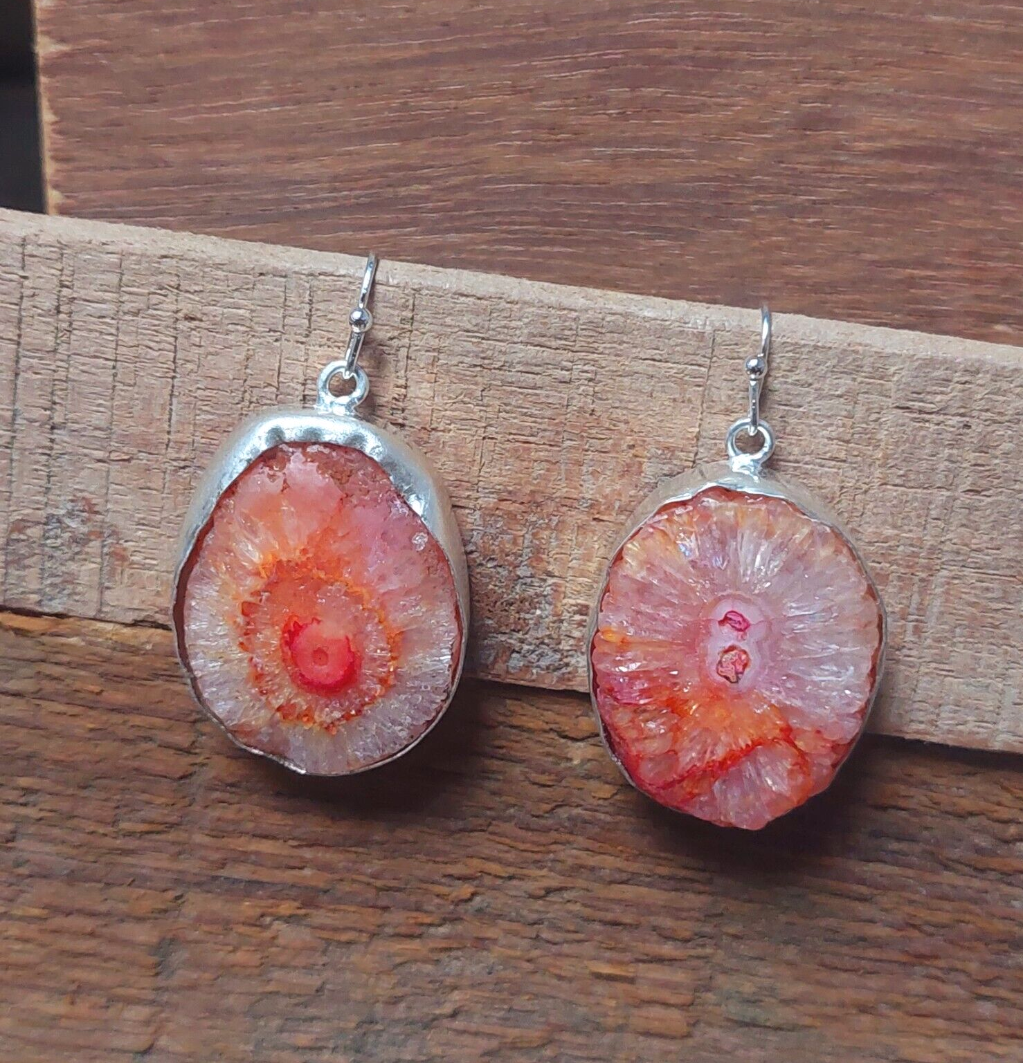 Pink Solar Quartz Gemstone 925Sterling Silver Earring Handmade Jewelry For Women