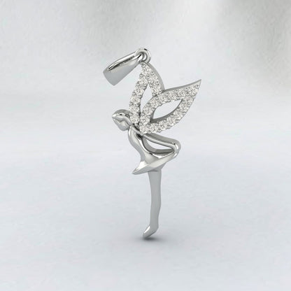 925 Silver Ballerina Pendant Angel Charm Micro Pave Diamond Pendant Dainty