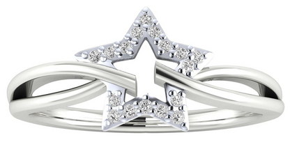 Prong Setting CZ Round Semi Mount Star Wedding Ring Us5~ 15 Bypass Promise  Ring