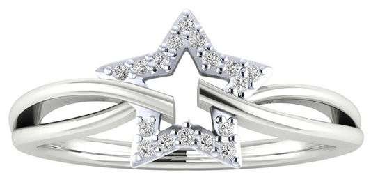 Prong Setting CZ Round Semi Mount Star Wedding Ring Us5~ 15 Bypass Promise  Ring