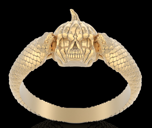 Deluxe Pumpkin Snake Skull Ring Gothic Biker Style Men Gift Skull Ring US5~15