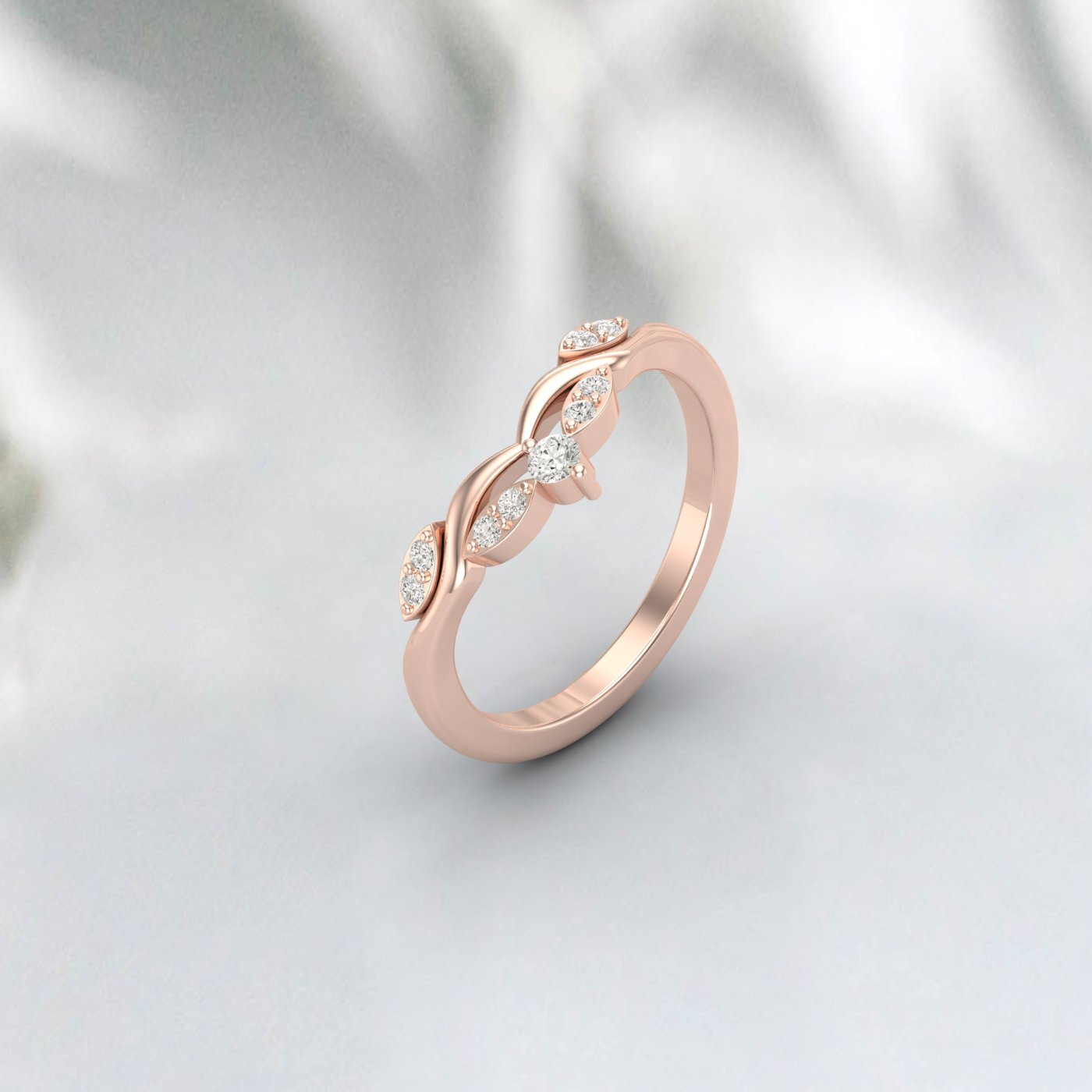 Natural Delicate Diamond Ring 925 Sterling Silver Rose Gold Round Moissanite