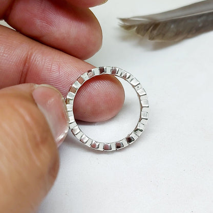 Natural Pink Tourmaline Eternity Band 925 Sterling Silver Wedding Band For Her