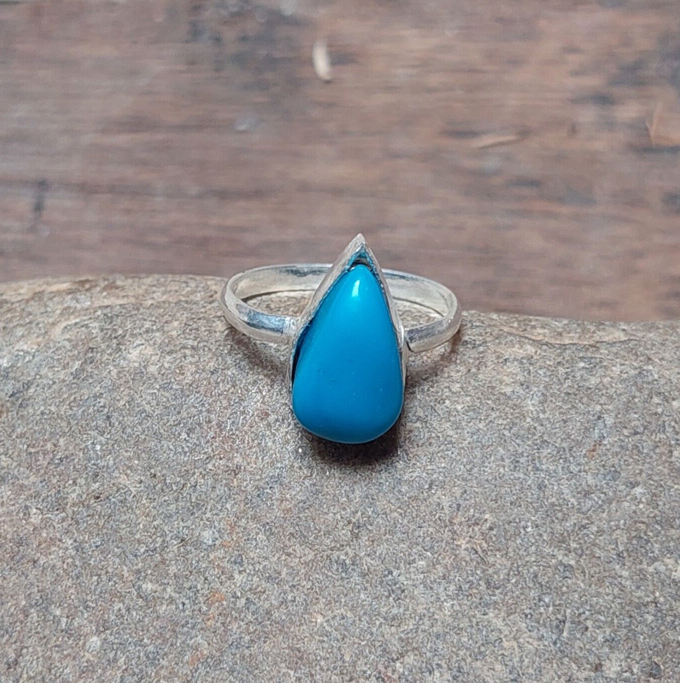 Kingman Pear Shape Turquoise Ring,925 Sterling Silver Jewelry,Statement Ring