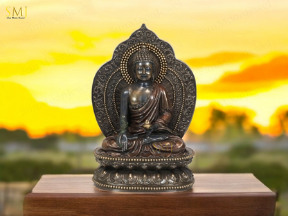 Copper Finish Buddha Statue Buddha Amitabha Figurine for Home & Temple Decor
