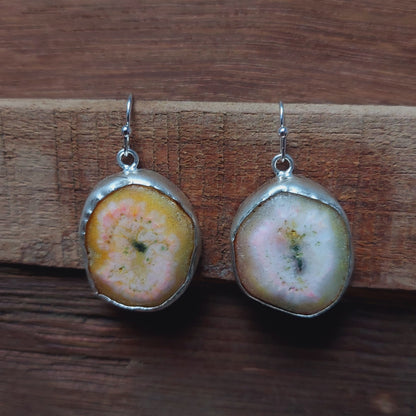 Unique Natural Color Solar Quartz 925 Sterling Silver Handmade Drop Earrings