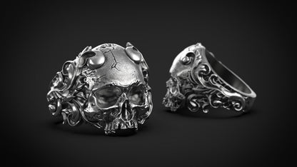 Vintage 925 Silver Skull Ring Bold Unique Handmade Biker Jewelry Ring US5~15