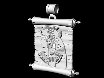 925 Sterling Silver Cleopatra Pendant Necklace Ancient Egyptian Scroll Jewelry