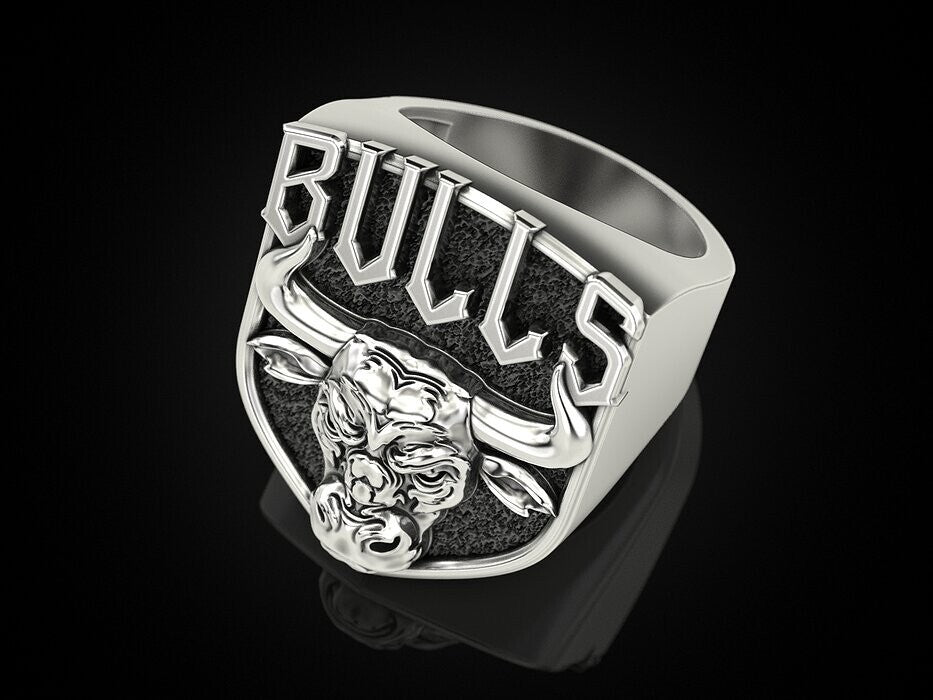 925 Sterling Silver Men's Bull Head Punk Vintage Biker Silver Bull Ring US7-15