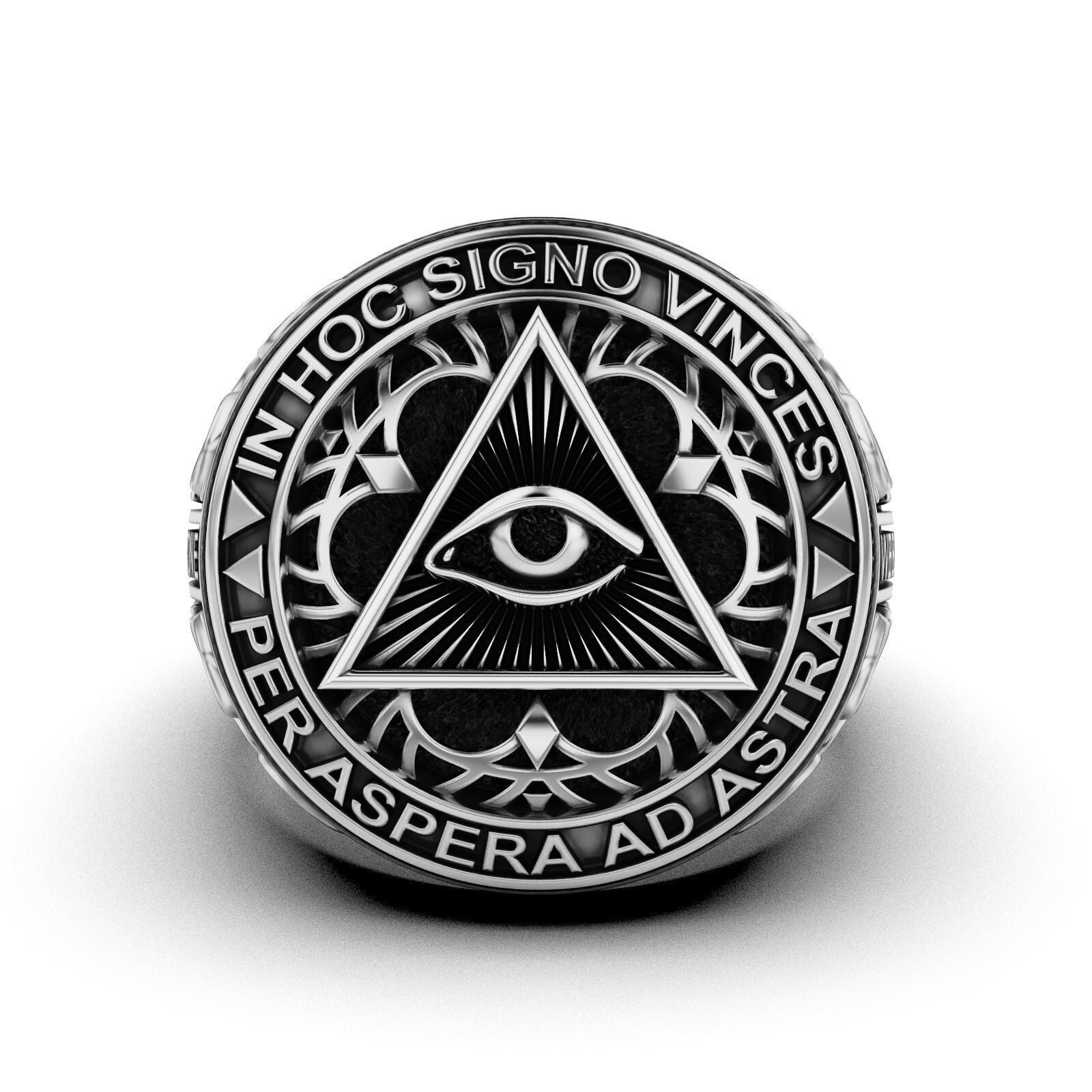 Masonic Freemason Third Eye 925 Sterling Silver Men's Biker Ring US7-15 Gift Men
