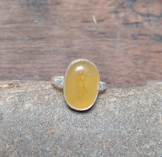 Yellow Agate Ring, 925 Sterling Silver Ring, Statement Ring, Bohemian Ring