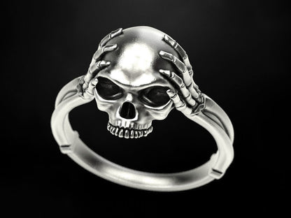 925 Silver Skull Bone Ring Gothic Biker Style Jewelry For Men Women Gift US5~15