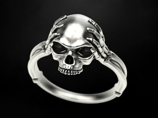925 Silver Skull Bone Ring Gothic Biker Style Jewelry For Men Women Gift US5~15