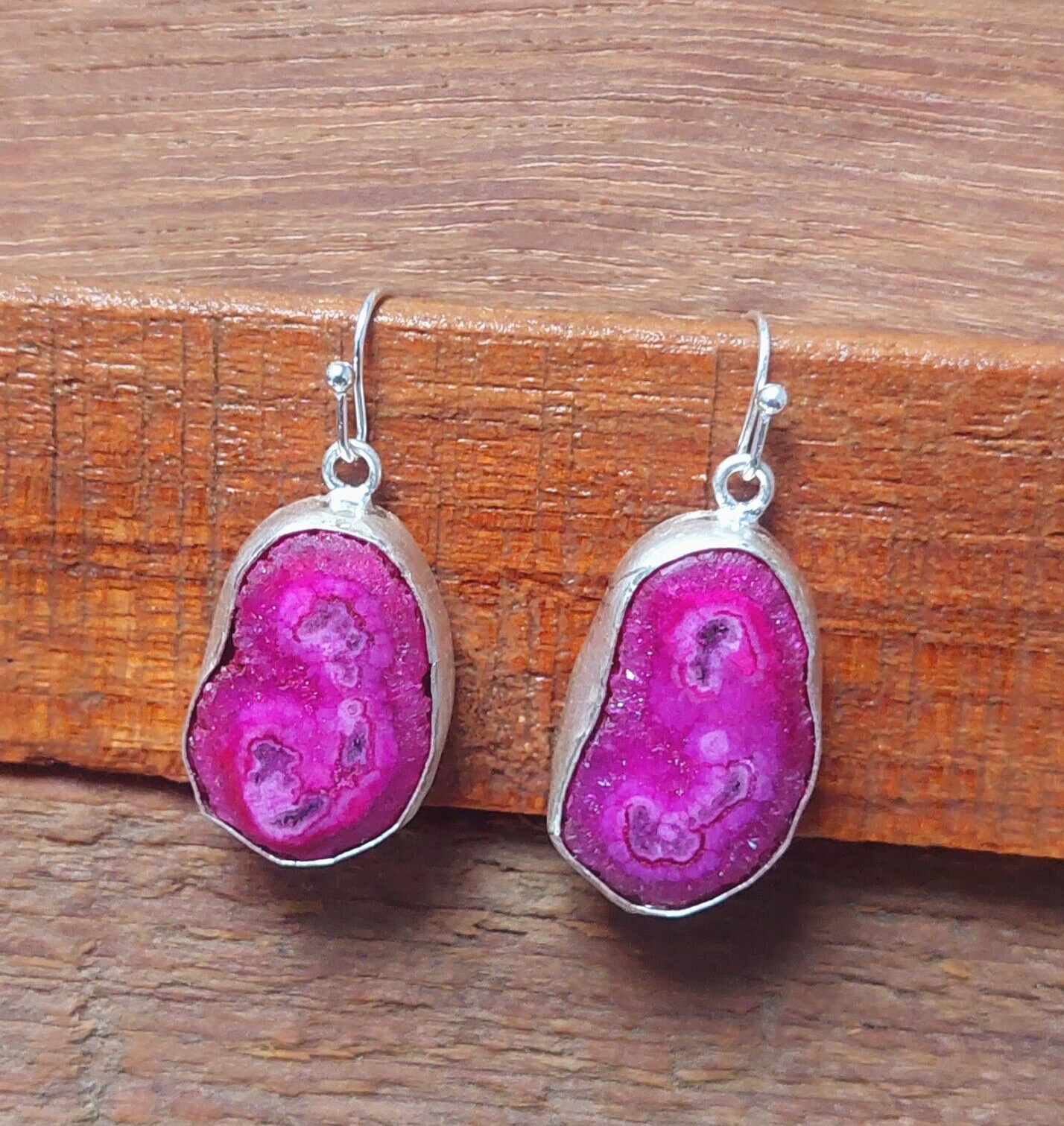 Pink Solar Quartz Gemstone Handmade 925 Sterling Silver Earring For Her Mother