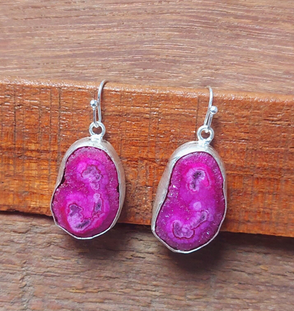Pink Solar Quartz Gemstone Handmade 925 Sterling Silver Earring For Her Mother