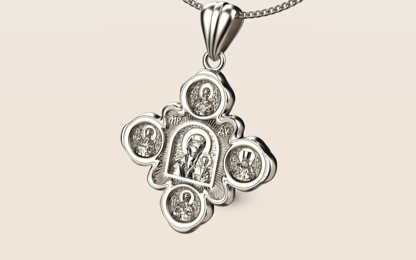 925 Sterling Silver Orthodox Jesus Cross Medal Pendant Necklace Unisex Gift