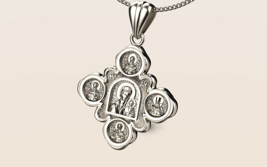 925 Sterling Silver Orthodox Jesus Cross Medal Pendant Necklace Unisex Gift