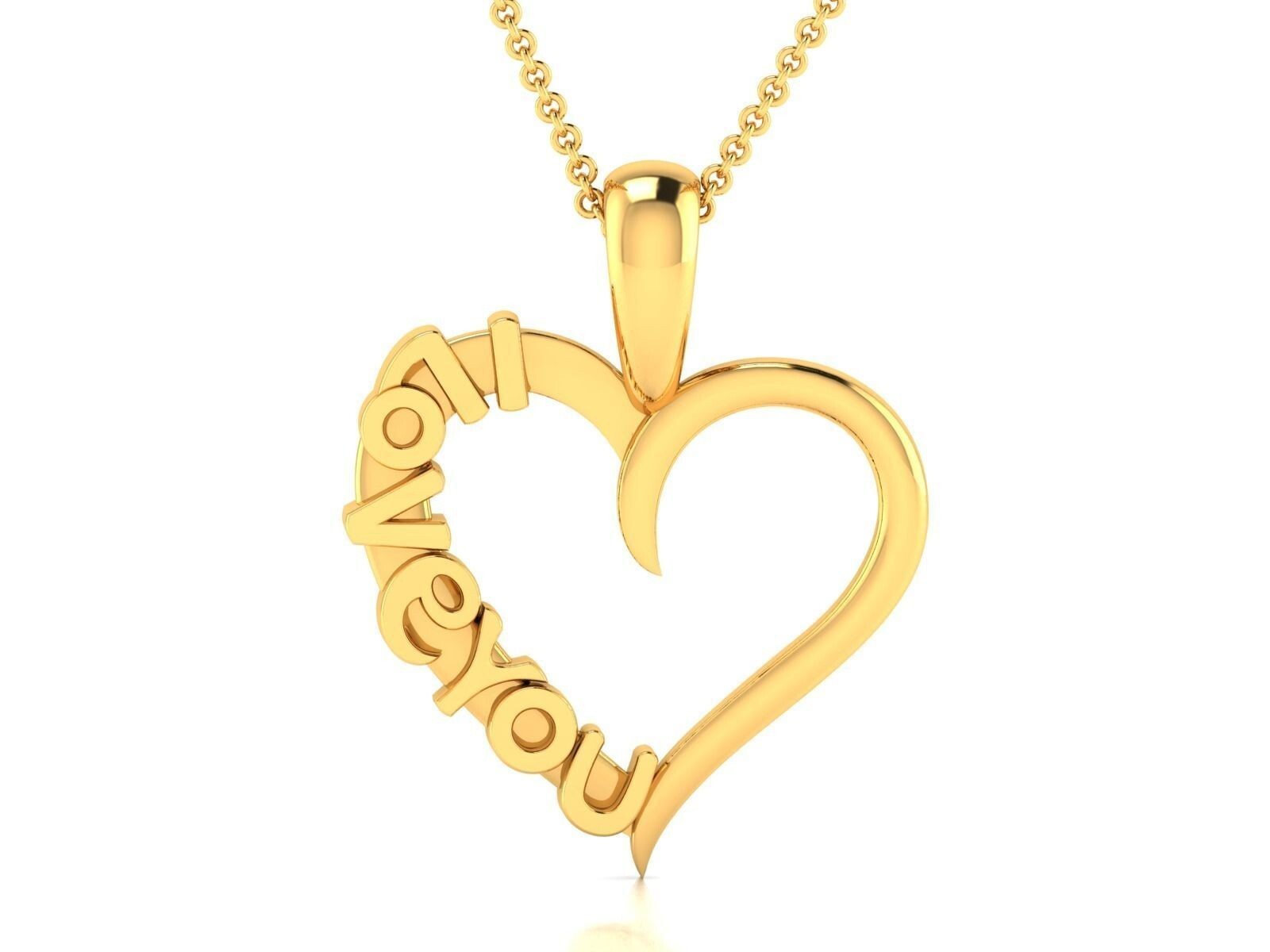 Heart Shape I Love You Brass Pendant Necklace For Women Wife Mom Christmas Gift