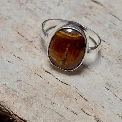 Oval Natural Tiger Eye Ring,925 Sterling Silver Handmade Tiger Eye Men's Ring