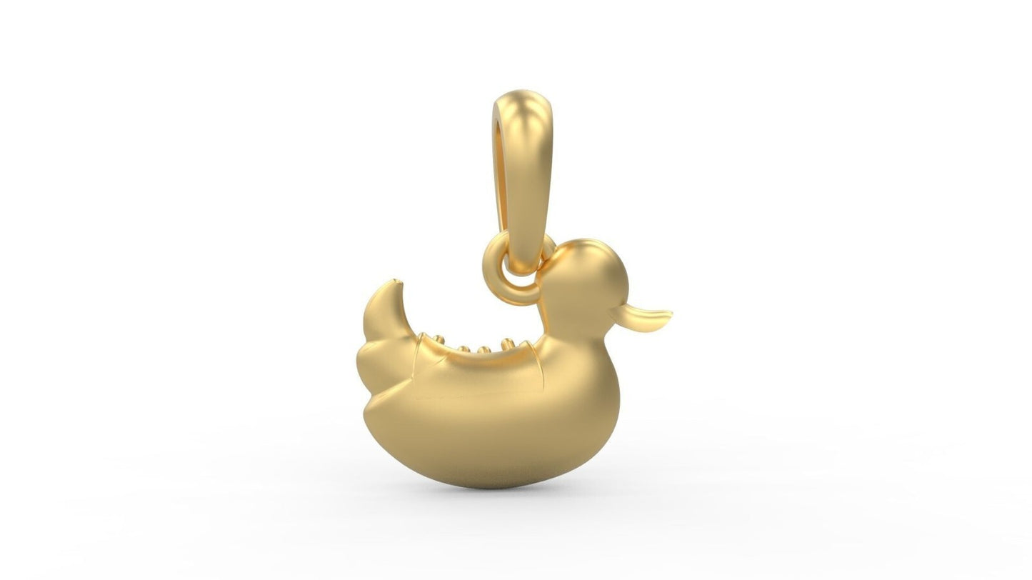 Cute Duck Brass Pendant Necklace Animal Lover Charm Gift Baby CZ Baby Pendant