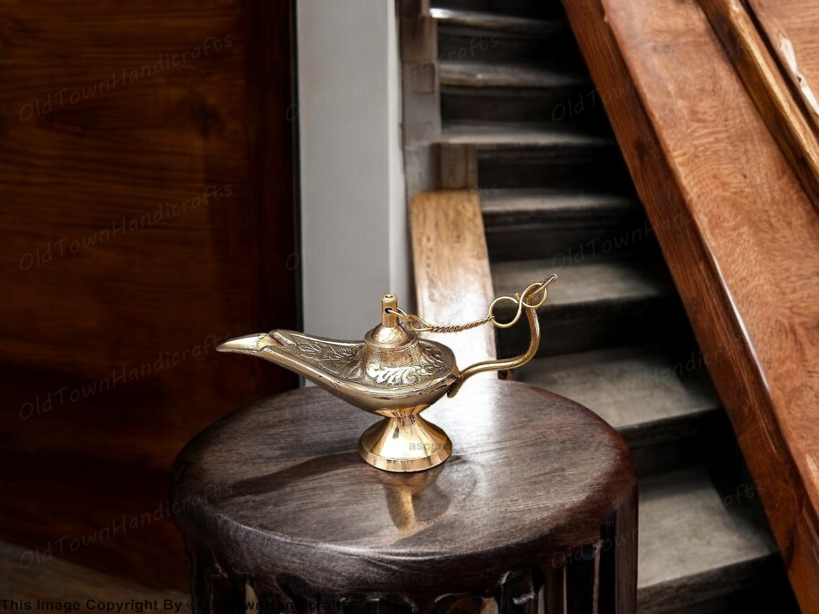 Aladdin Premium Antique Brass Chirag Showpiece Decorative Aladdin Lamp