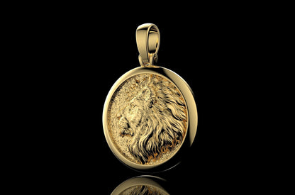 Men's Lion Head Charm Pendant Necklace Handmade Brass Animal Statement Gift Men