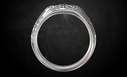 Vintage CZ Signet Ring 925 Silver Handmade Antique Style Gift for Men US5-15