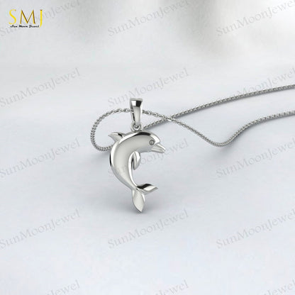 925 Sterling Silver Dolphin Necklace Dolphin Charm Pendant Ocean Animal Dolphin