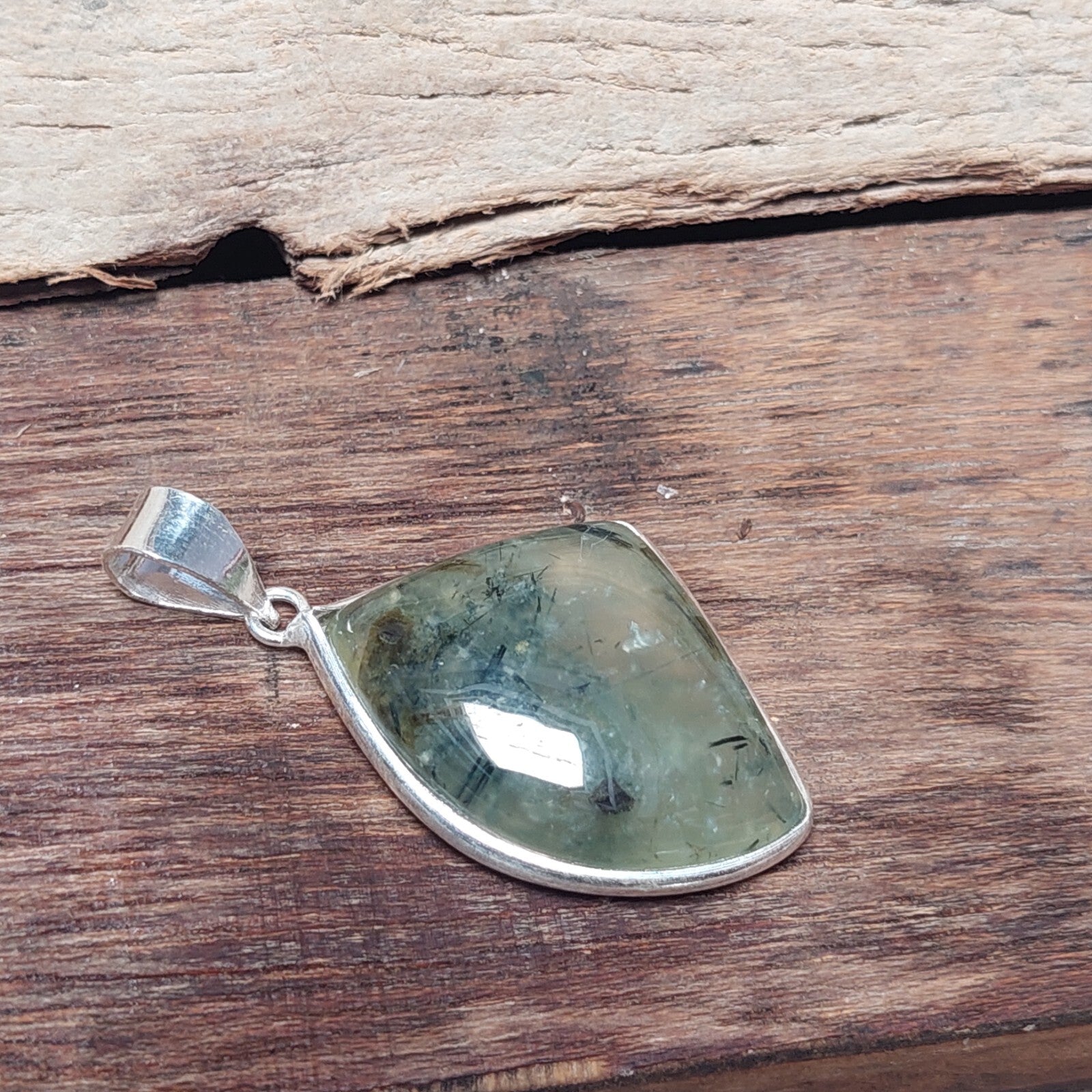 Natural Moss Agate Fancy Shape Pendant 925 Sterling Silver Perfect Gift For Her