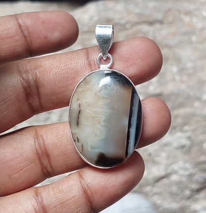 Natural Montana Agate Gemstone 925sterling Silver Boho Pendant Jewelry For Girls