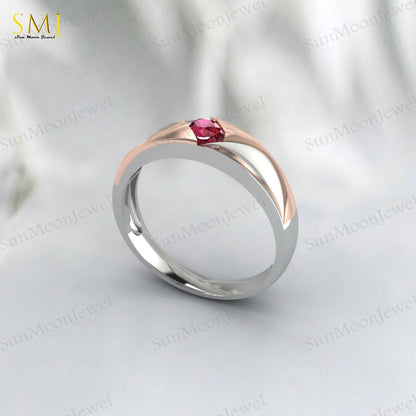 Two Tone Engagement Rings For Couples Lab Created Red Ruby Rings 925 Silver