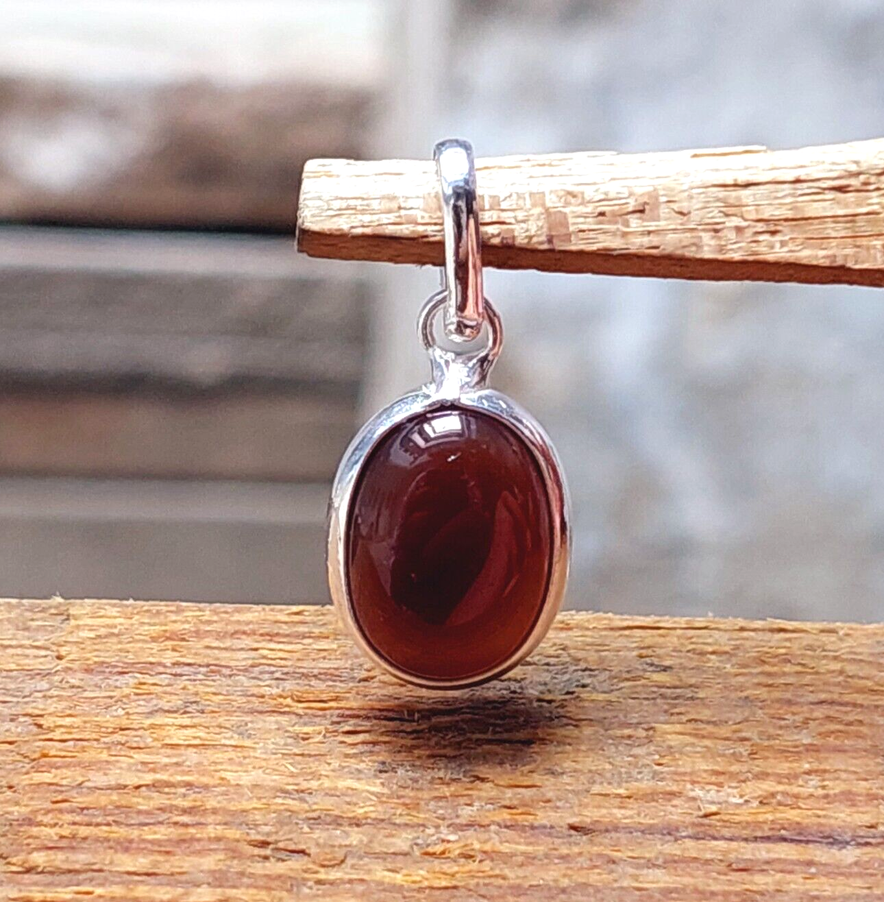 Natural Red Agate Pendant Necklace 925 Sterling Silver Pendant Birthday Gift