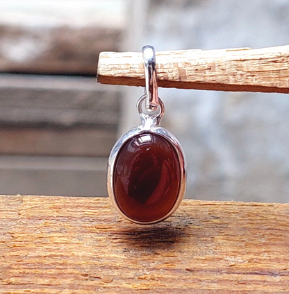 Natural Red Agate Pendant Necklace 925 Sterling Silver Pendant Birthday Gift