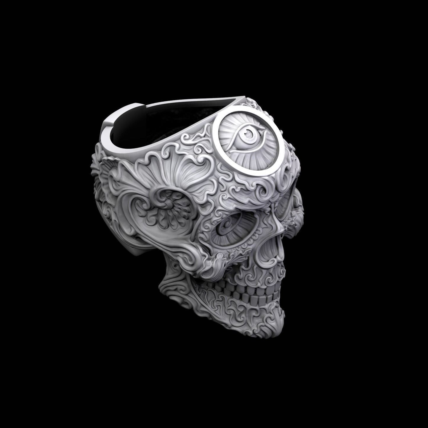 Skull Ring 925 Sterling Silver Modern Design Handmade Large Statement US5~ 15