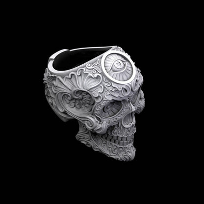Skull Ring 925 Sterling Silver Modern Design Handmade Large Statement US5~ 15