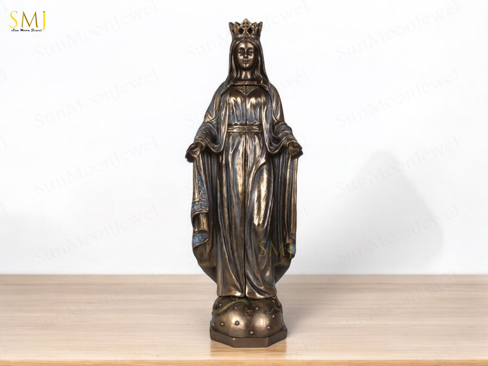 Saint Mary Statue with Church Handmade Virgin Mary Saint Home Decor Saint Mary