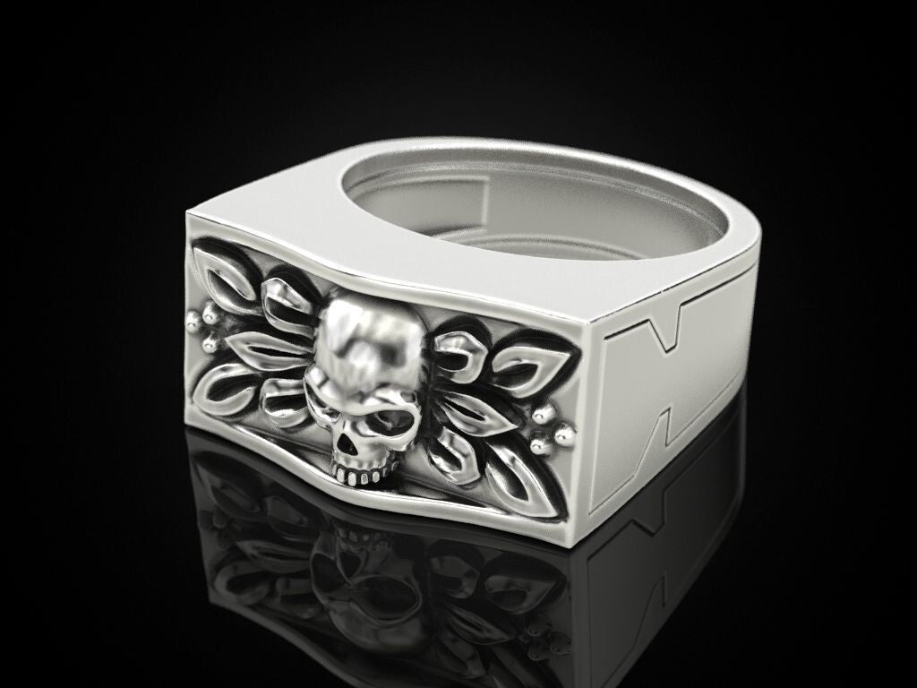 Men Gothic Skull Ring Secret Compartment Silver Biker Statement Jewelry US5~ 15