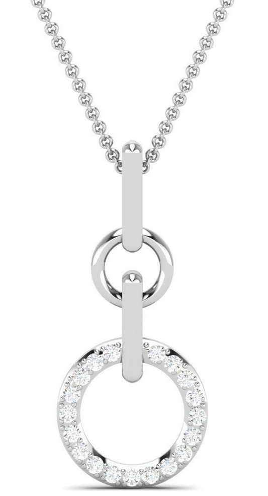 925 Sterling Silver Moissanite Circle Halo Pendant Necklace Round Cut Jewelry