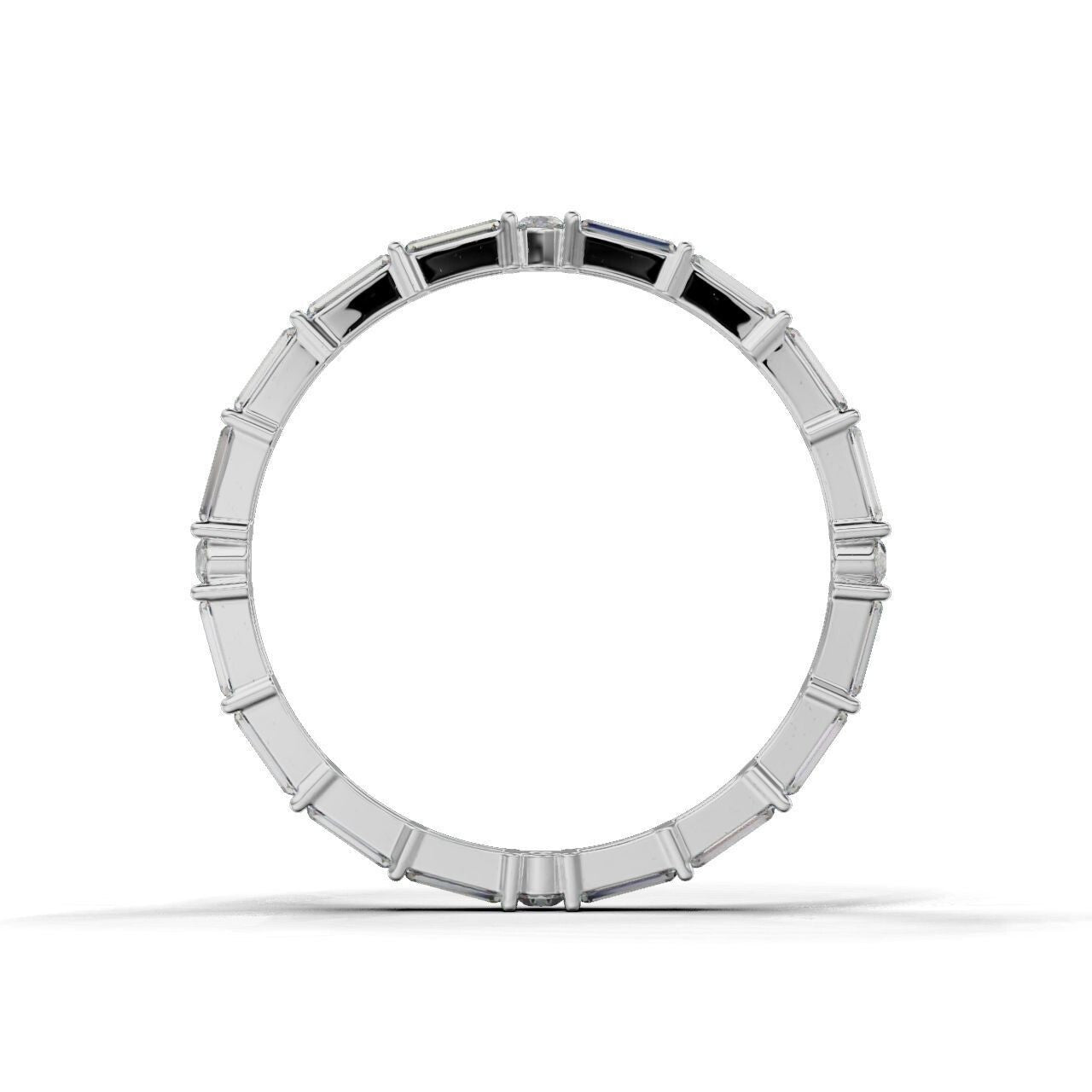 Baguette Moissanite Eternity Band Silver Baguette Wedding Gift Women Ring US5~15
