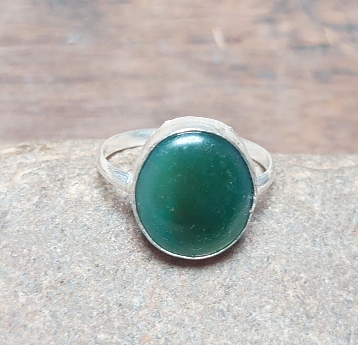 Round Green Agate 925sterling Silver Men's Ring Handmade Jewelry Gift For Men