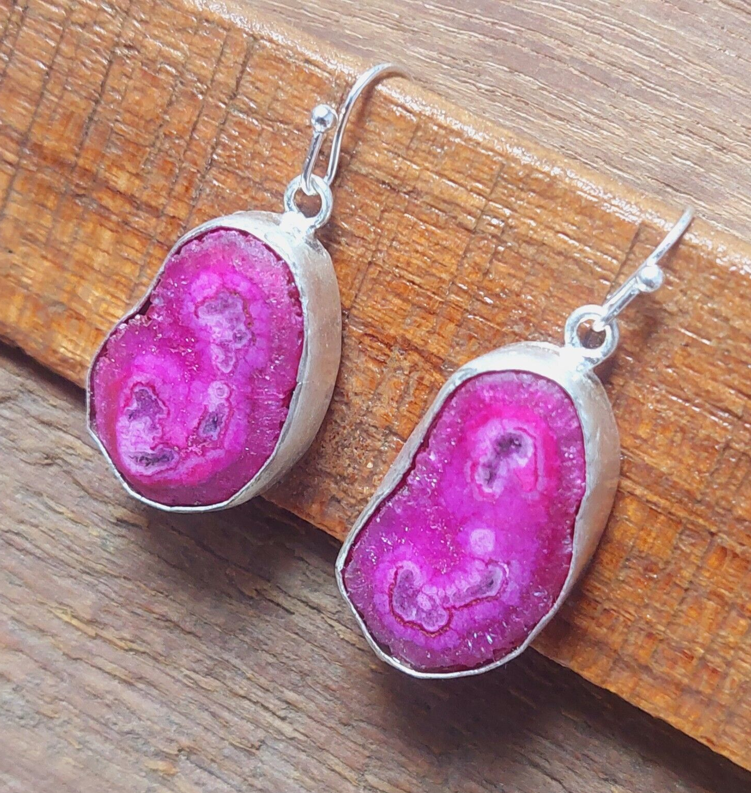 Pink Solar Quartz Gemstone Handmade 925 Sterling Silver Earring For Her Mother
