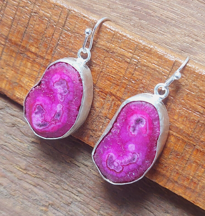 Pink Solar Quartz Gemstone Handmade 925 Sterling Silver Earring For Her Mother