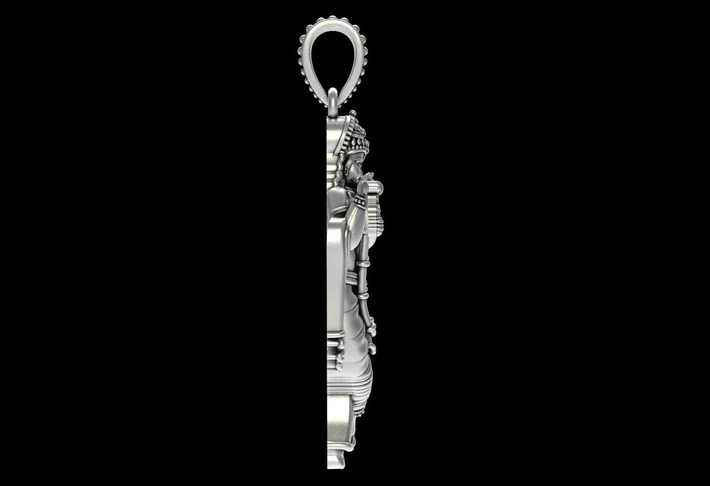 925 Sterling Silver Krishna Pendant Hindu God Flute Charm Vintage Jewelry US5-15