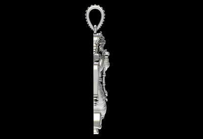 925 Sterling Silver Krishna Pendant Hindu God Flute Charm Vintage Jewelry US5-15