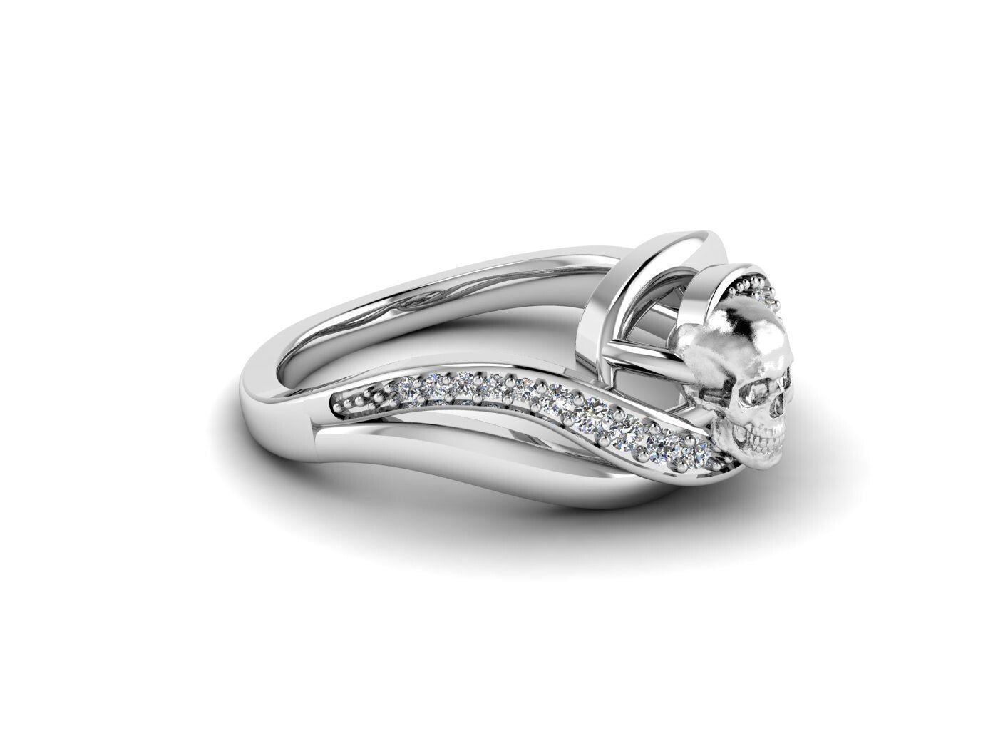 Best Quality Skull Ring Gothic Biker Skull CZ Punk Silver Ring Fast Ship US5~15