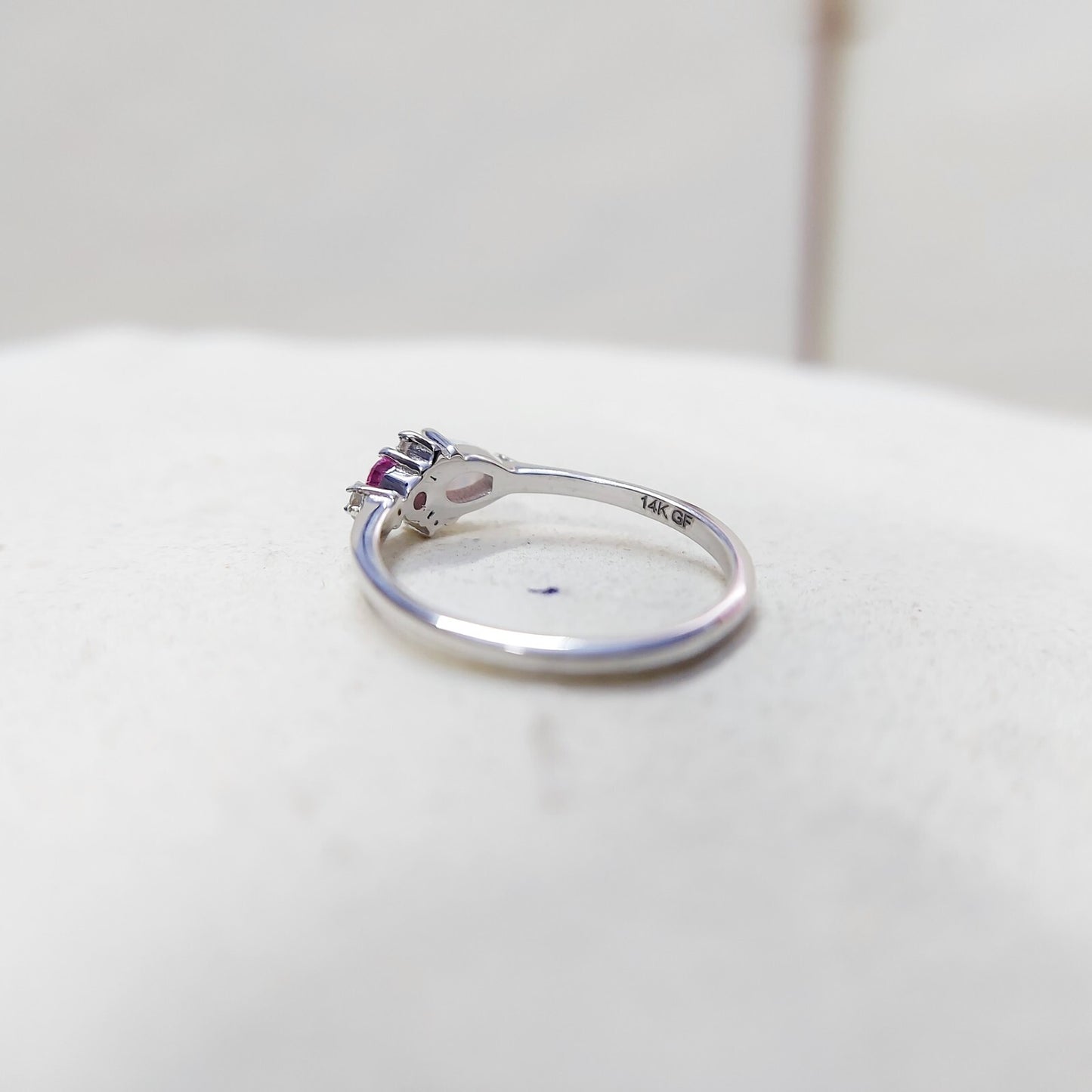 Opal Pink Tourmaline Wedding Band Silver Engagement Wedding Women Ring US5~15