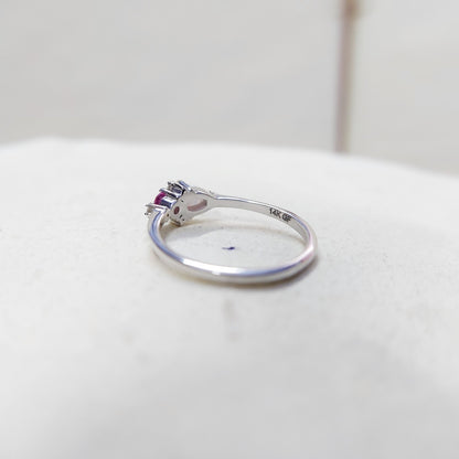 Opal Pink Tourmaline Wedding Band Silver Engagement Wedding Women Ring US5~15